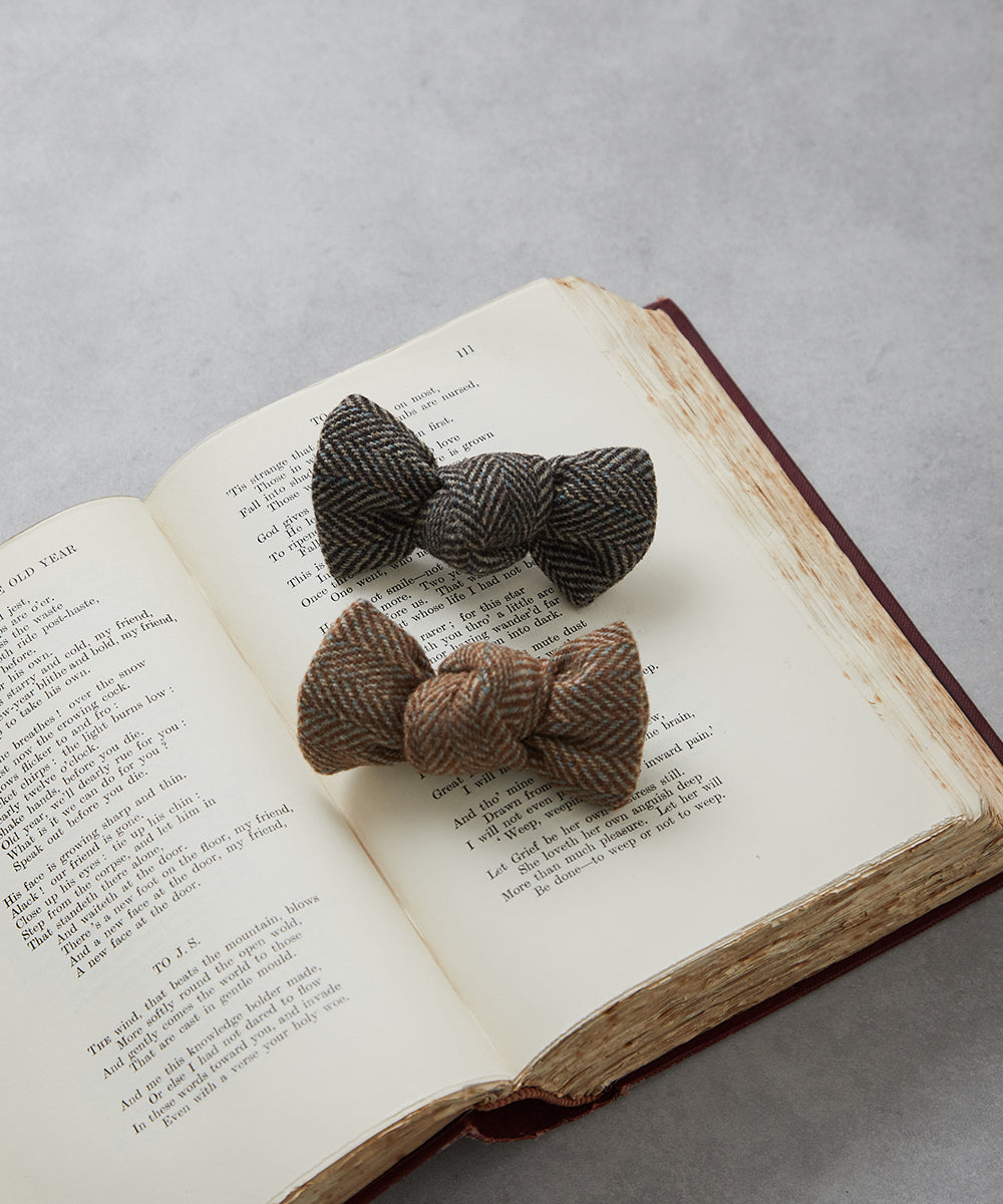 ヘリンボーン柄蝶ネクタイ(ボタン取り外しシャツ対応)