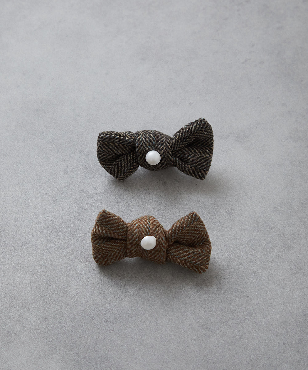 ヘリンボーン柄蝶ネクタイ(ボタン取り外しシャツ対応)