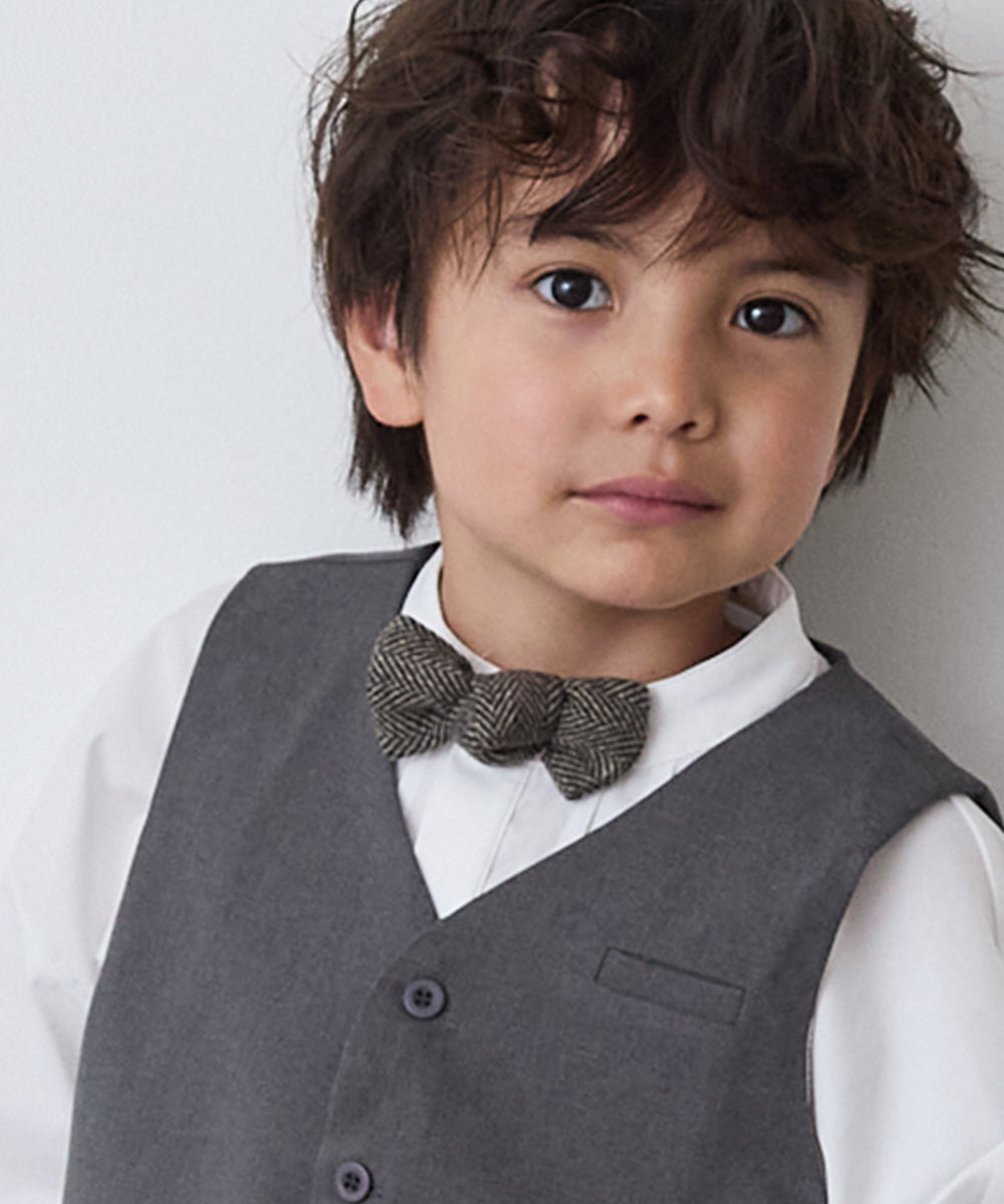 ヘリンボーン柄蝶ネクタイ(ボタン取り外しシャツ対応)