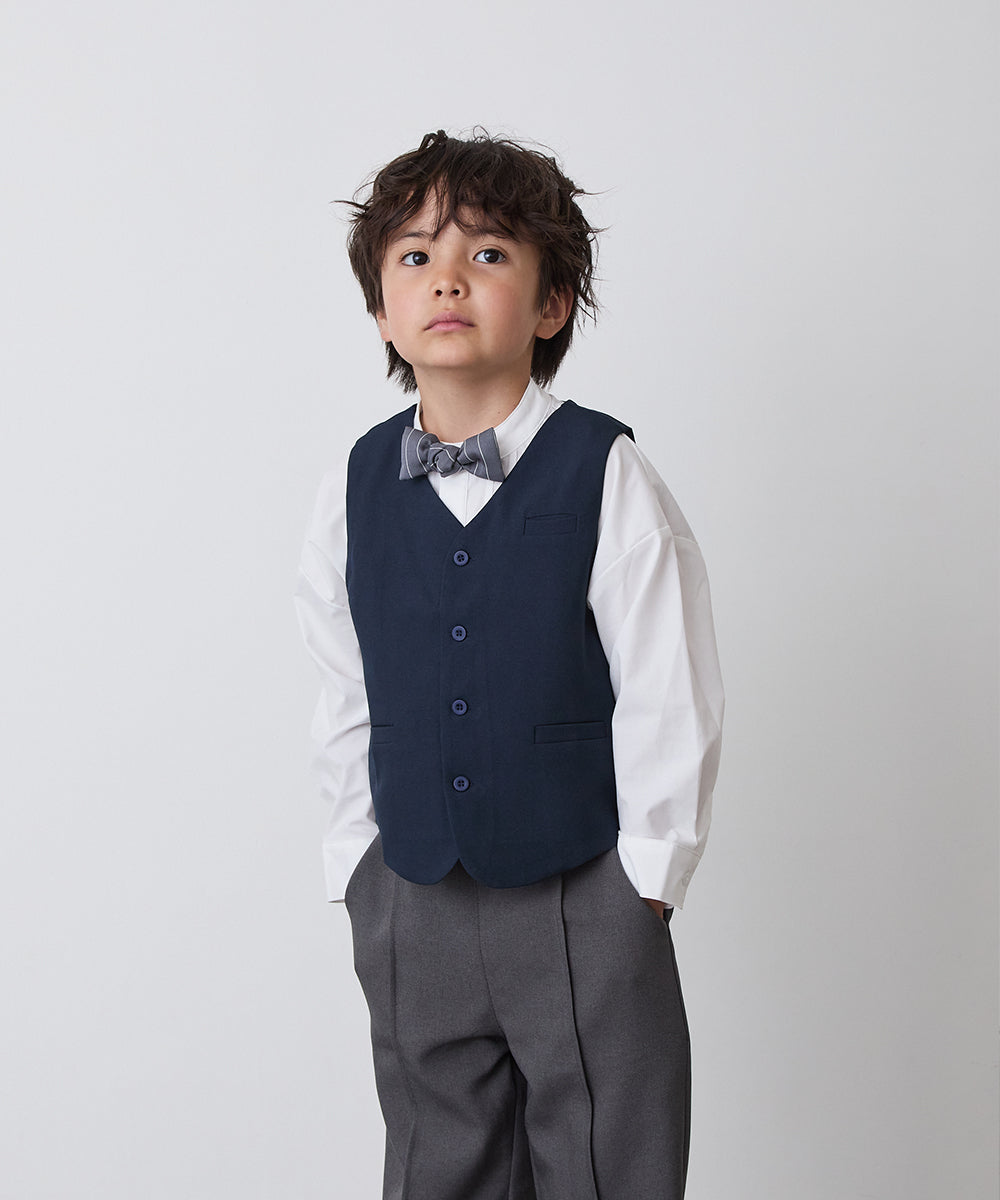 ストライプ柄蝶ネクタイ(ボタン取り外しシャツ対応)