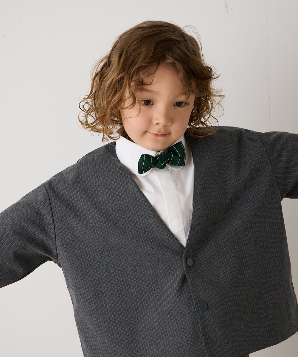 ストライプ柄蝶ネクタイ(ボタン取り外しシャツ対応)