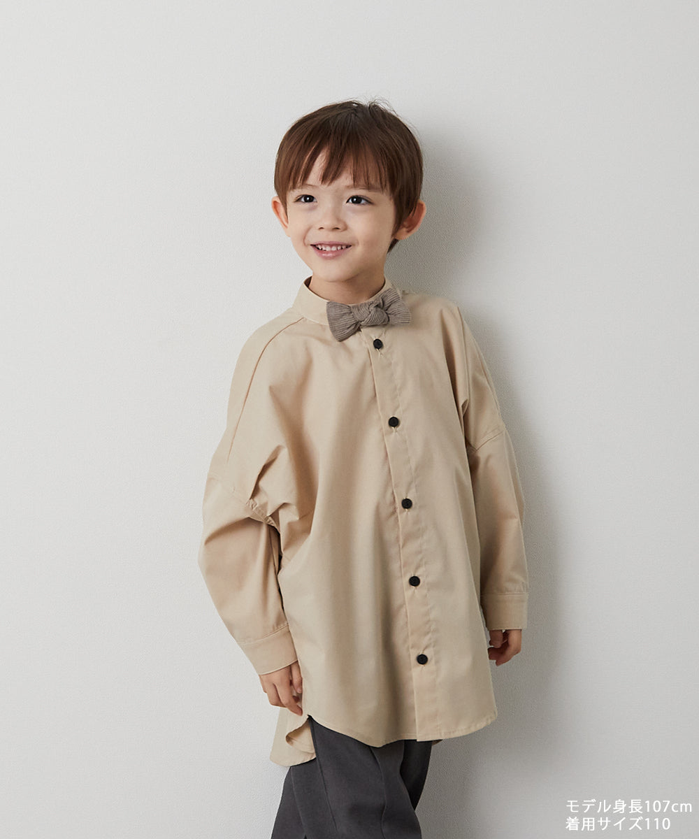 バンドカラーリラックスシャツ(ボタン取り外し対応)