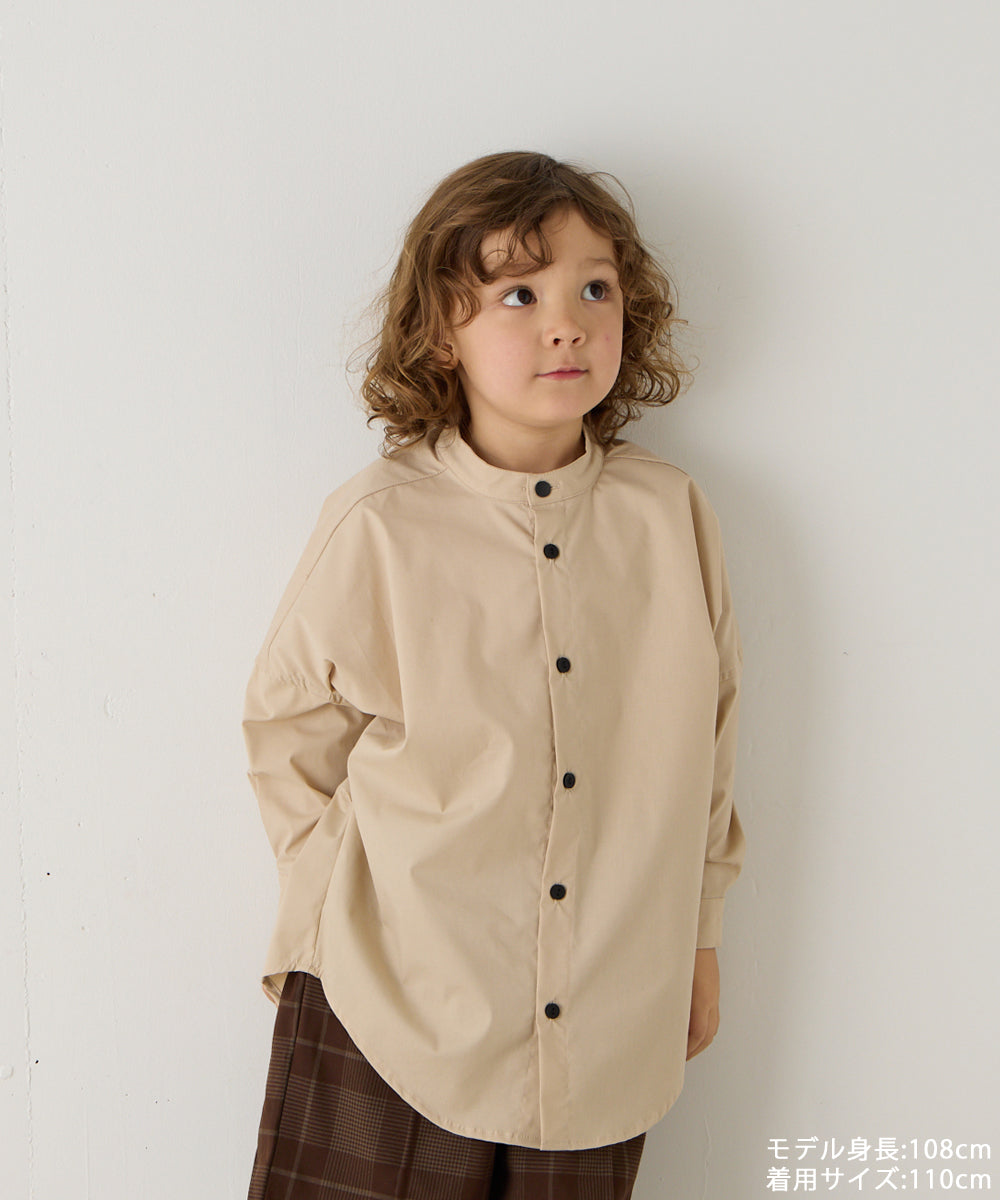 バンドカラーリラックスシャツ(ボタン取り外し対応)