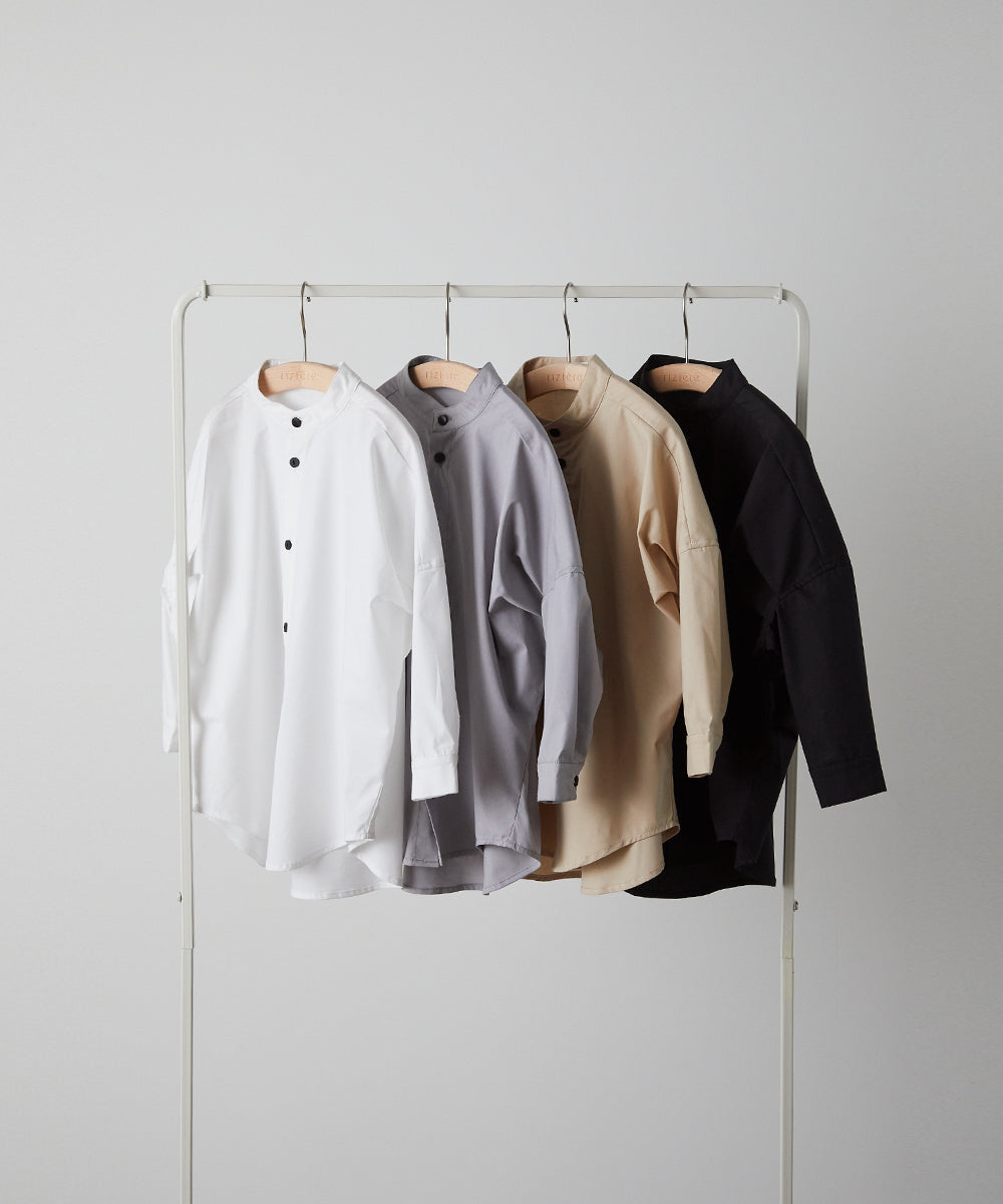 バンドカラーリラックスシャツ(ボタン取り外し対応)