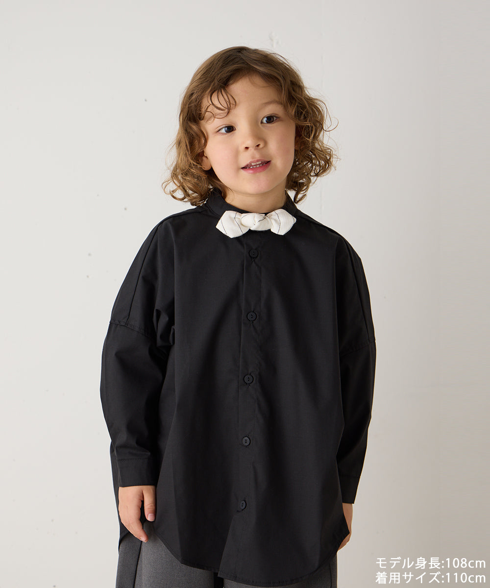 バンドカラーリラックスシャツ(ボタン取り外し対応)