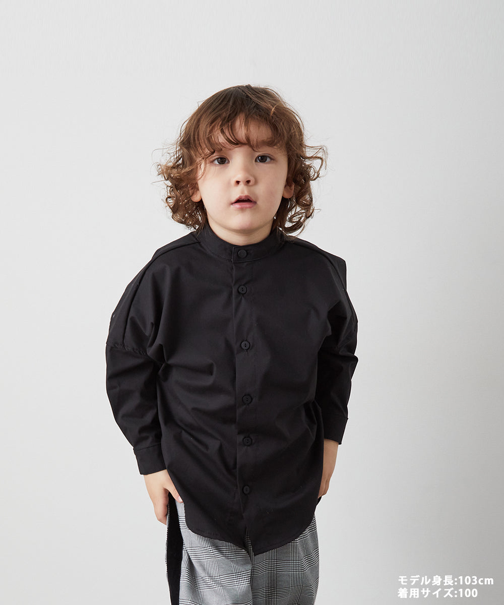 バンドカラーリラックスシャツ(ボタン取り外し対応)