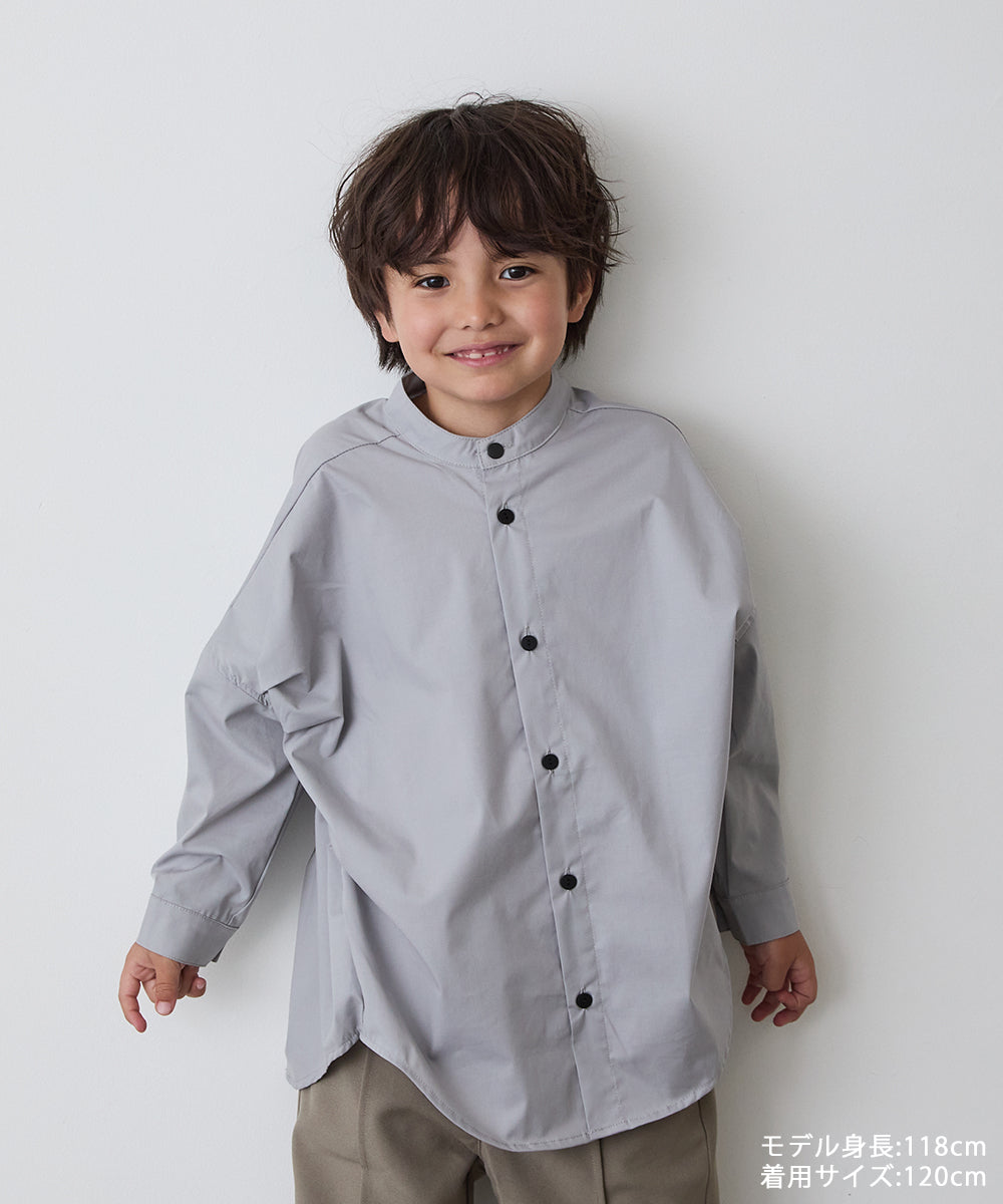 バンドカラーリラックスシャツ(ボタン取り外し対応)