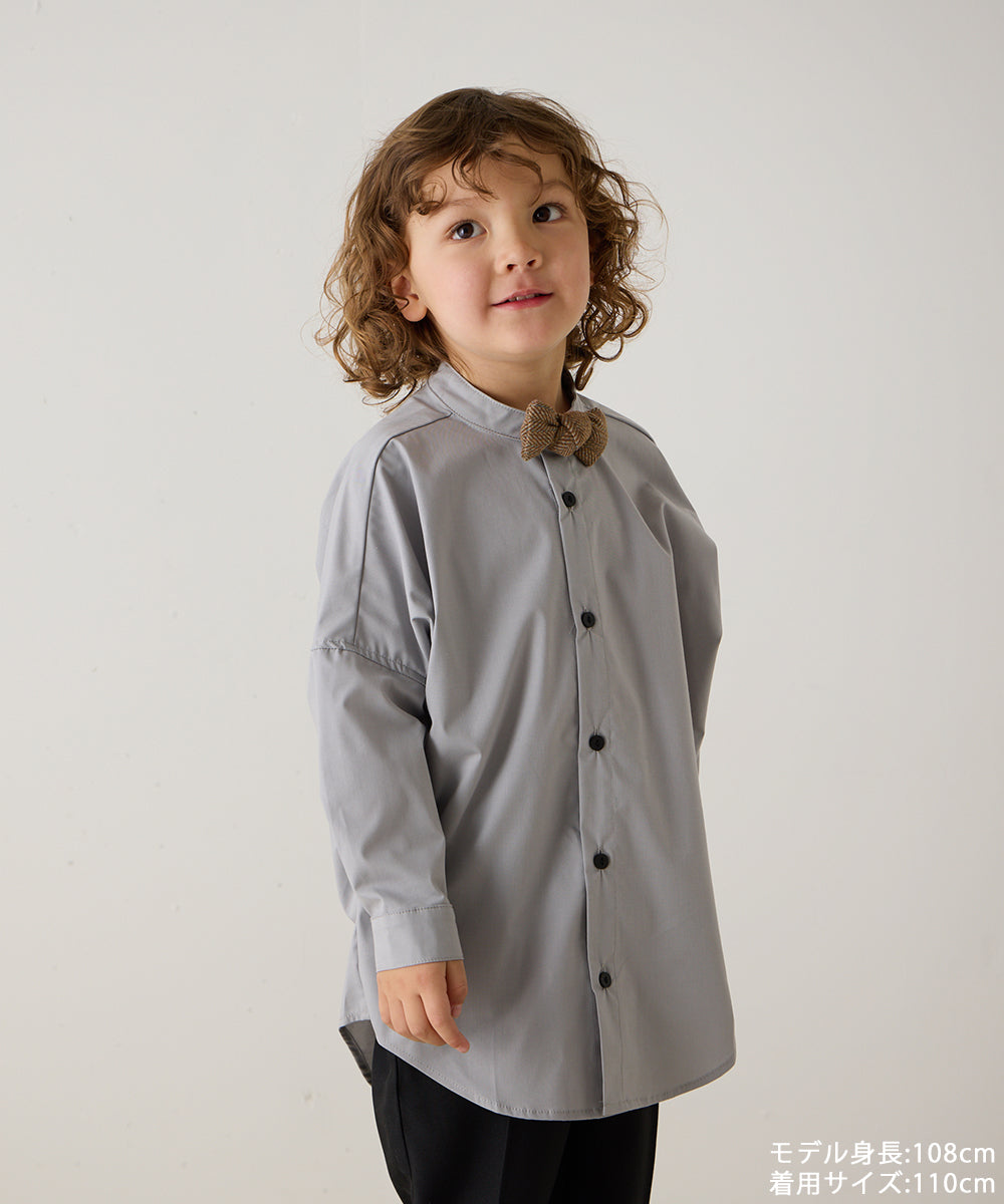 バンドカラーリラックスシャツ(ボタン取り外し対応)