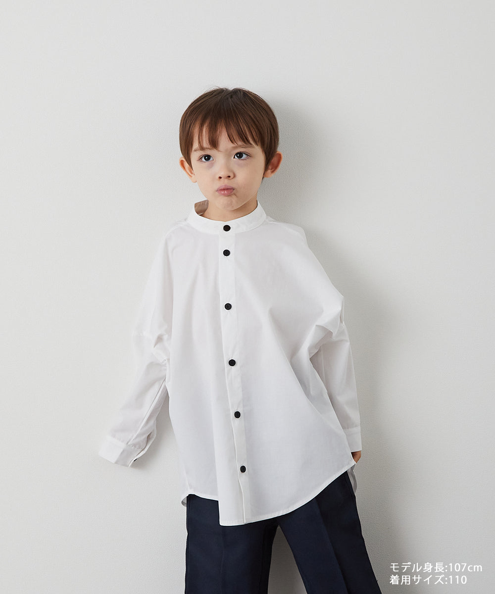 バンドカラーリラックスシャツ(ボタン取り外し対応)