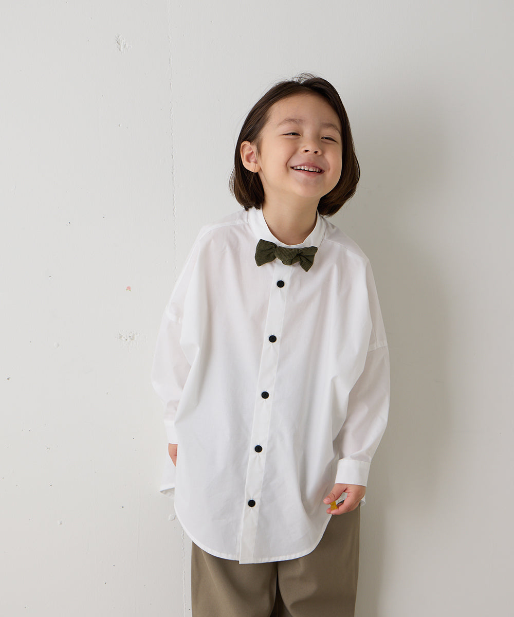 バンドカラーリラックスシャツ(ボタン取り外し対応)