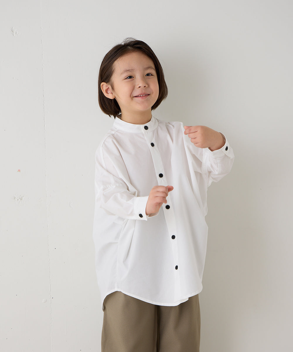 バンドカラーリラックスシャツ(ボタン取り外し対応)