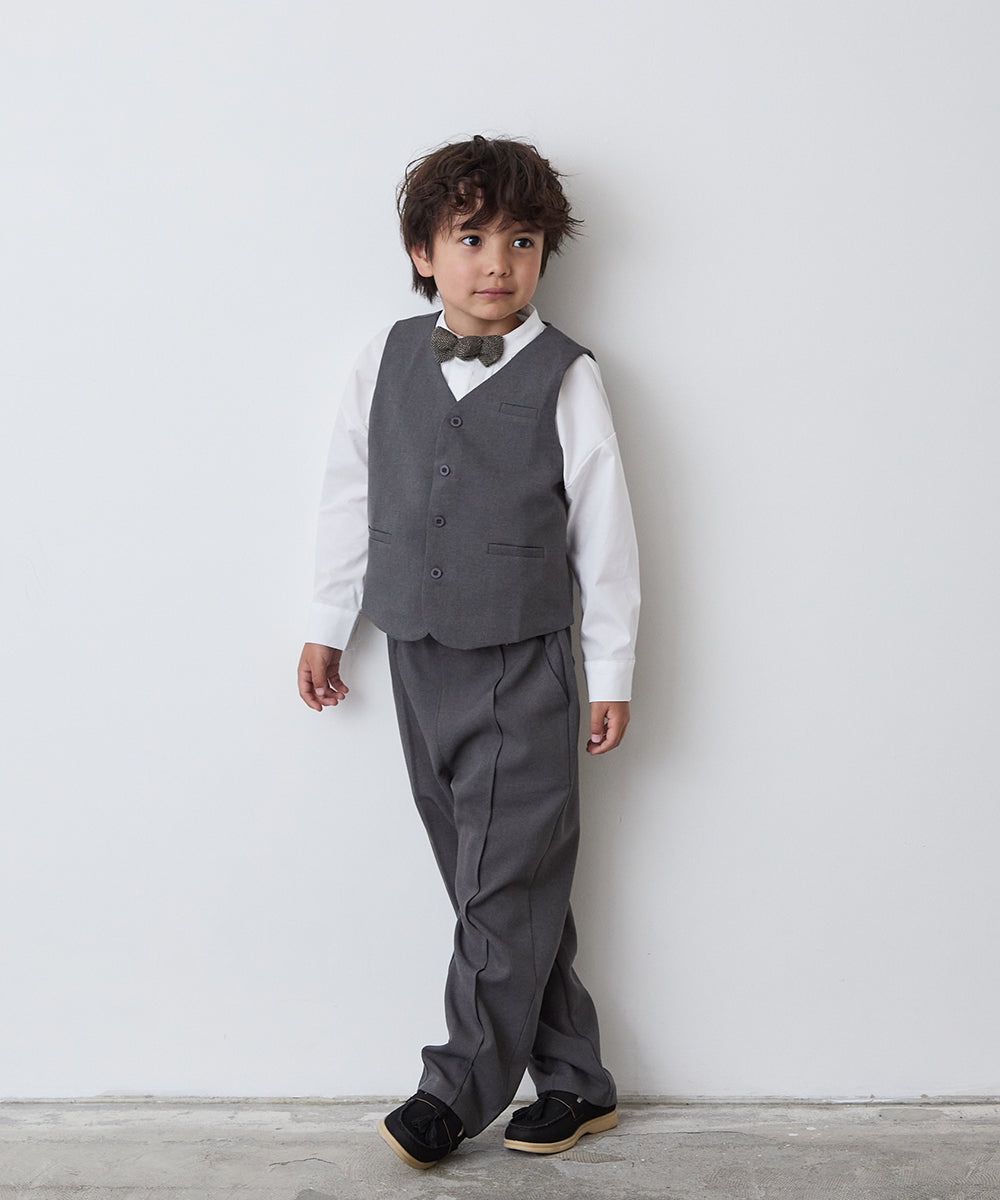 ノーカラージャケットセットアップ(裏地ストライプ)