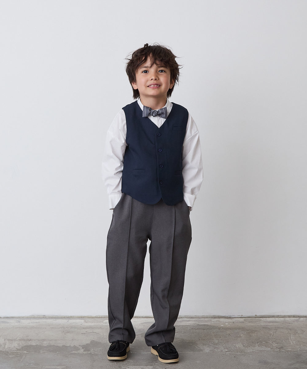 ノーカラージャケットセットアップ(裏地ストライプ)