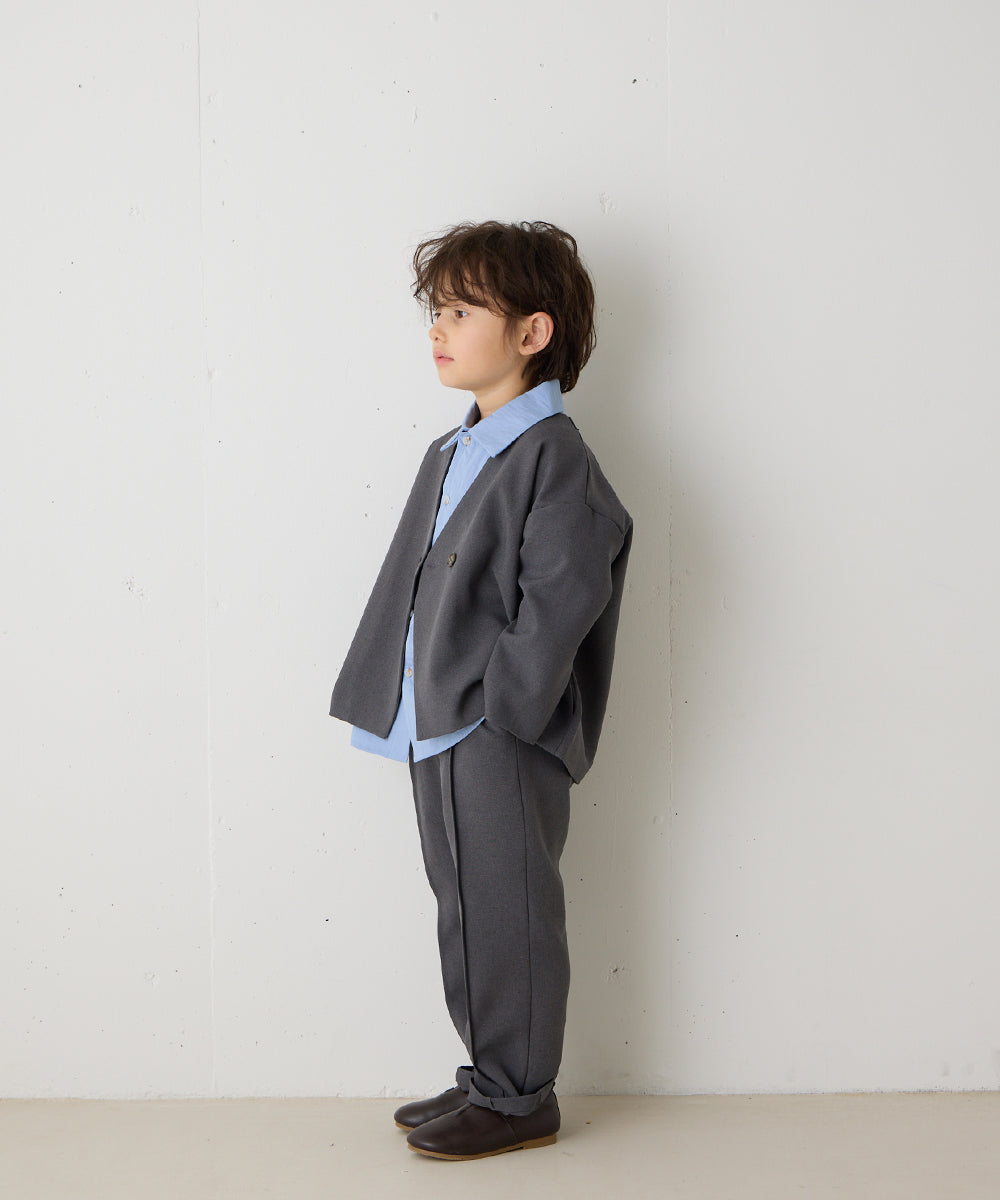 ノーカラージャケットセットアップ(裏地ストライプ)