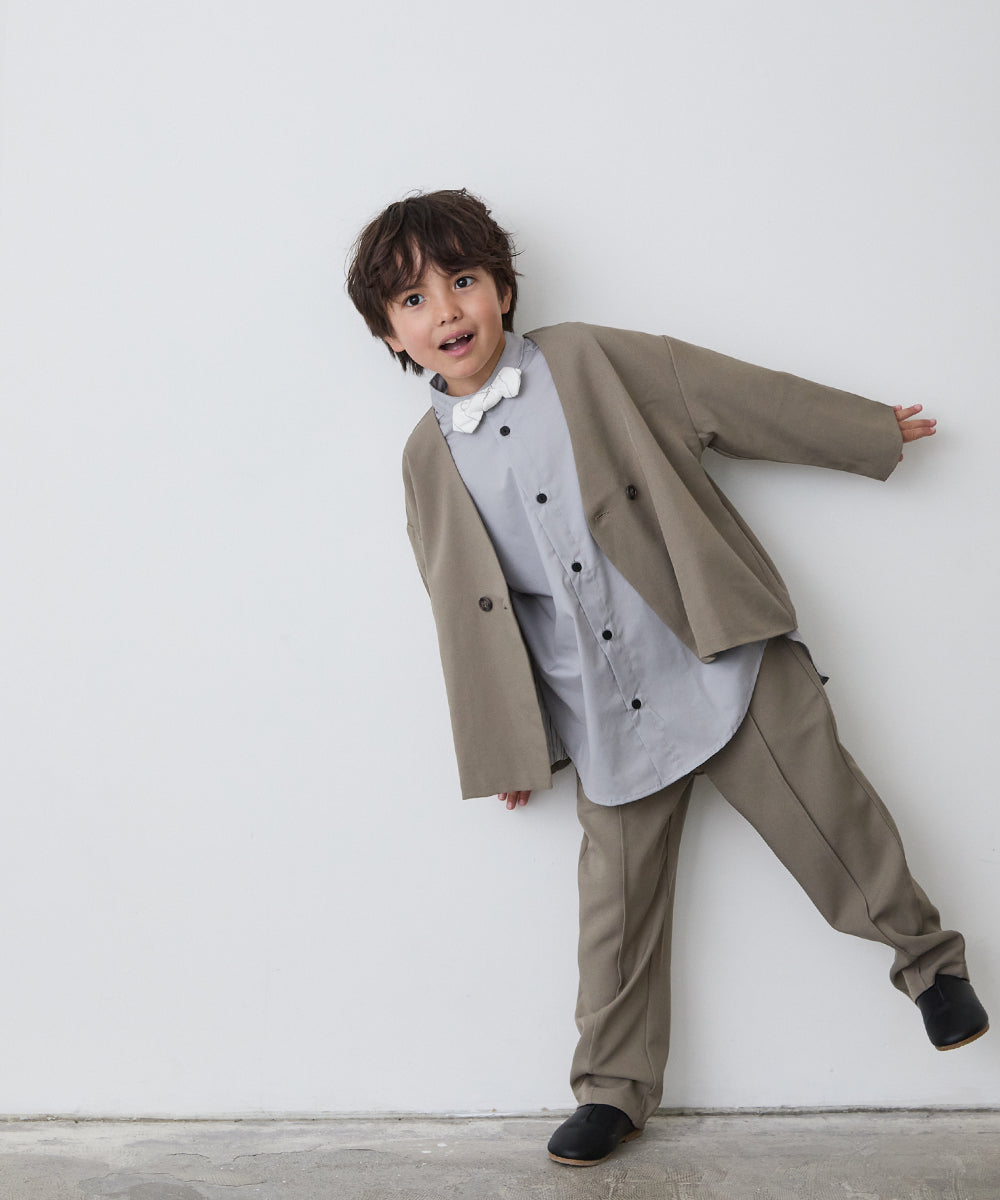 ノーカラージャケットセットアップ(裏地ストライプ)