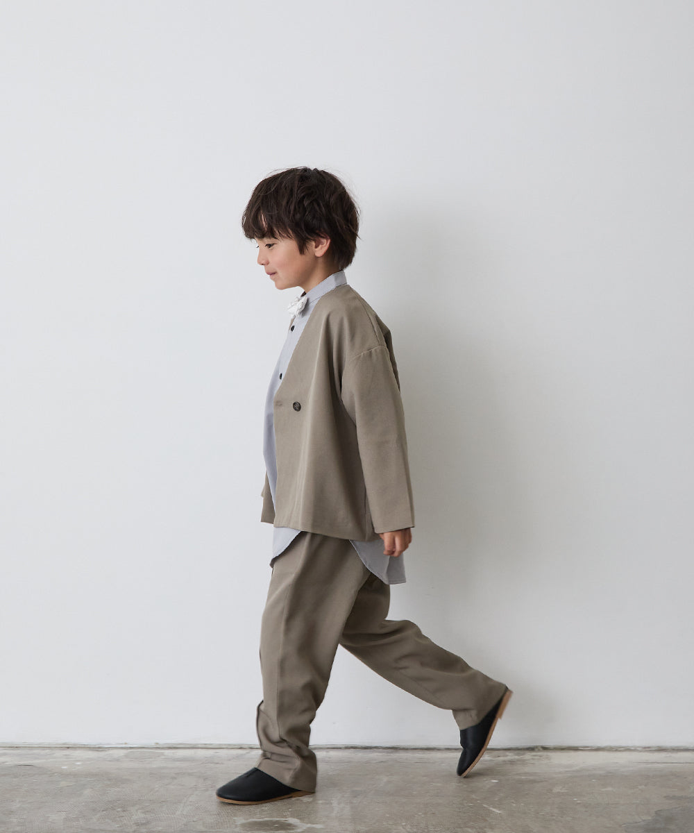 ノーカラージャケットセットアップ(裏地ストライプ)