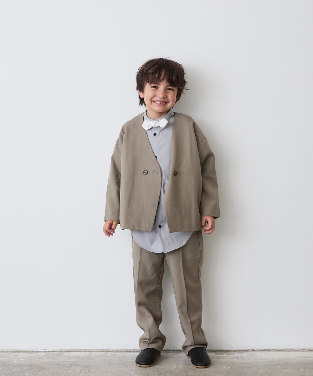 ノーカラージャケットセットアップ(裏地ストライプ)