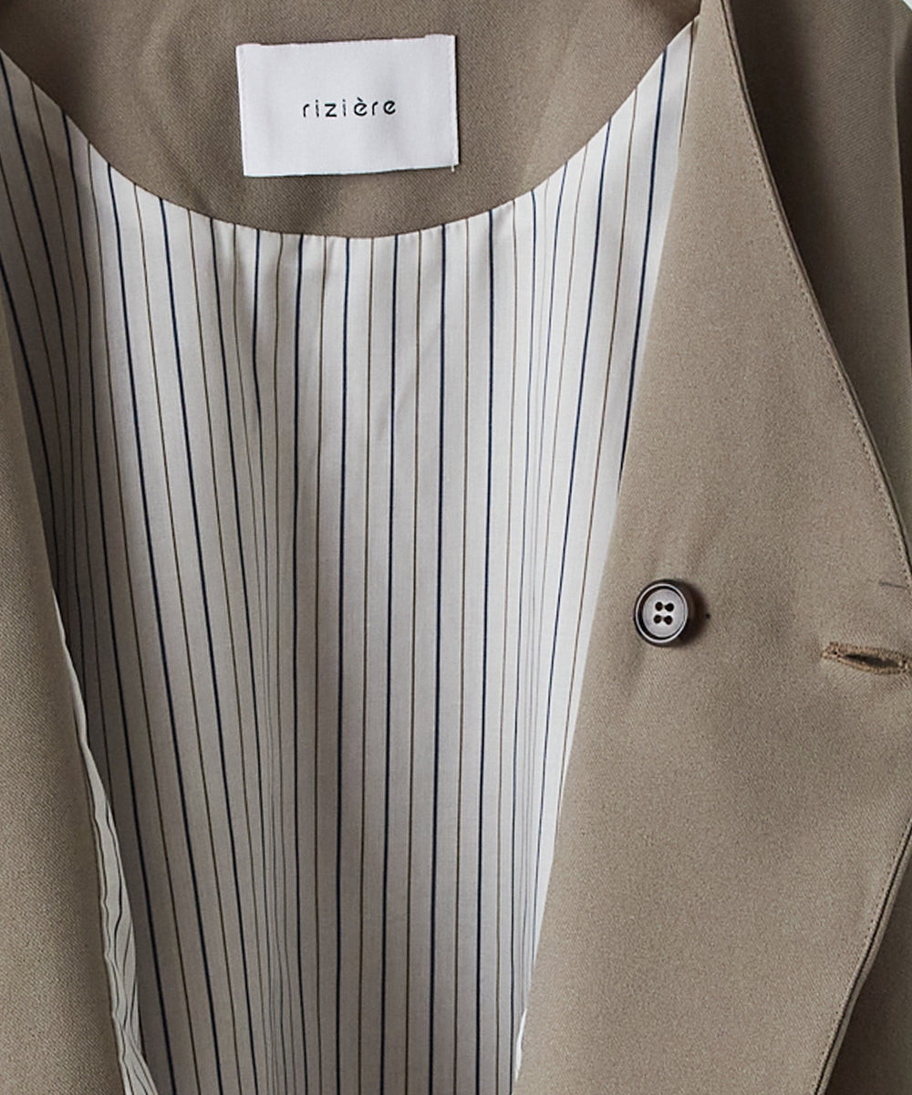 ノーカラージャケットセットアップ(裏地ストライプ)