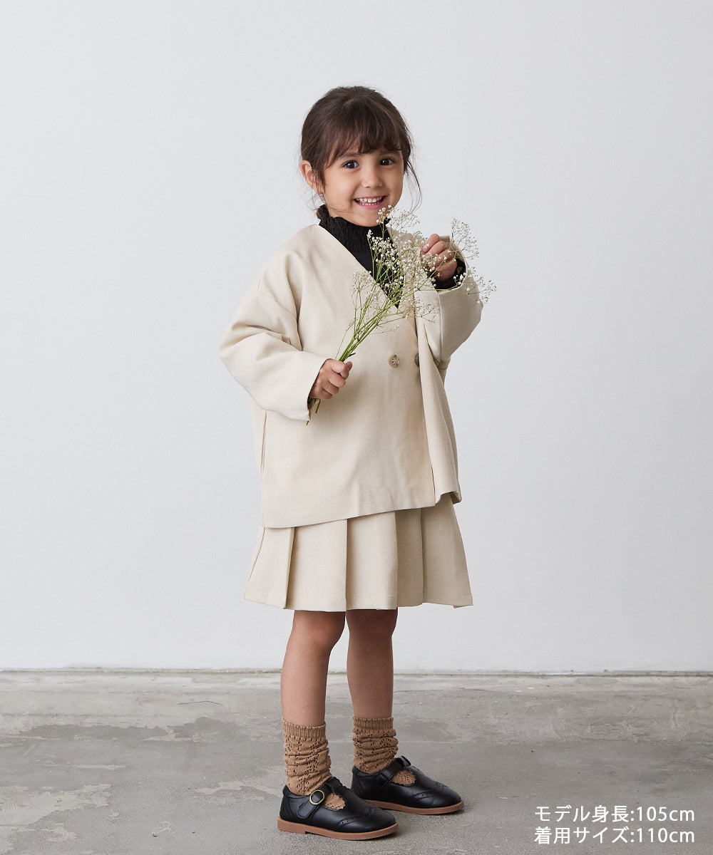 ノーカラージャケットプリーツスカートセットアップ