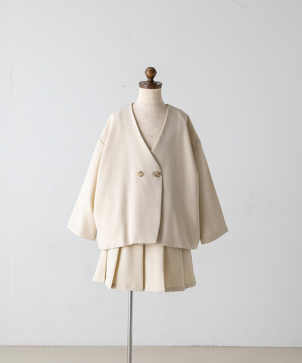 ノーカラージャケットプリーツスカートセットアップ