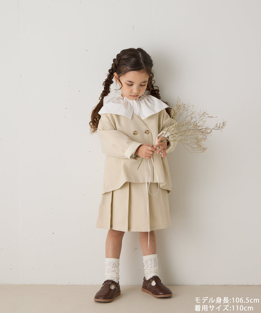 ノーカラージャケットプリーツスカートセットアップ