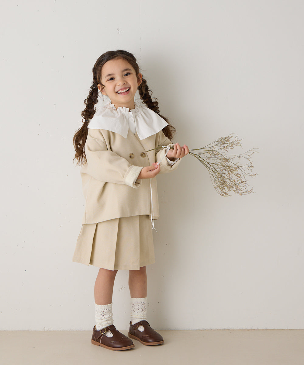 ノーカラージャケットプリーツスカートセットアップ