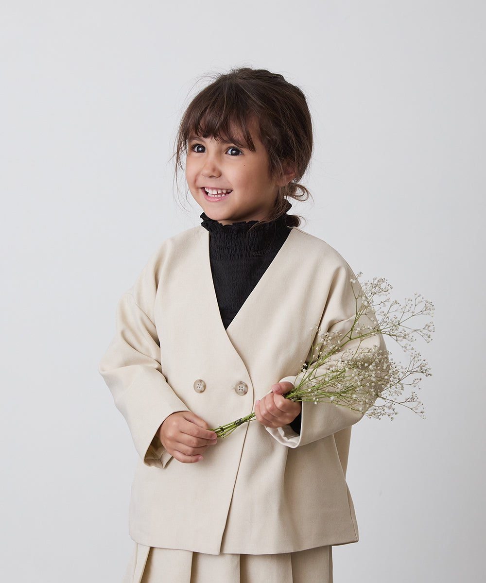 ノーカラージャケットプリーツスカートセットアップ