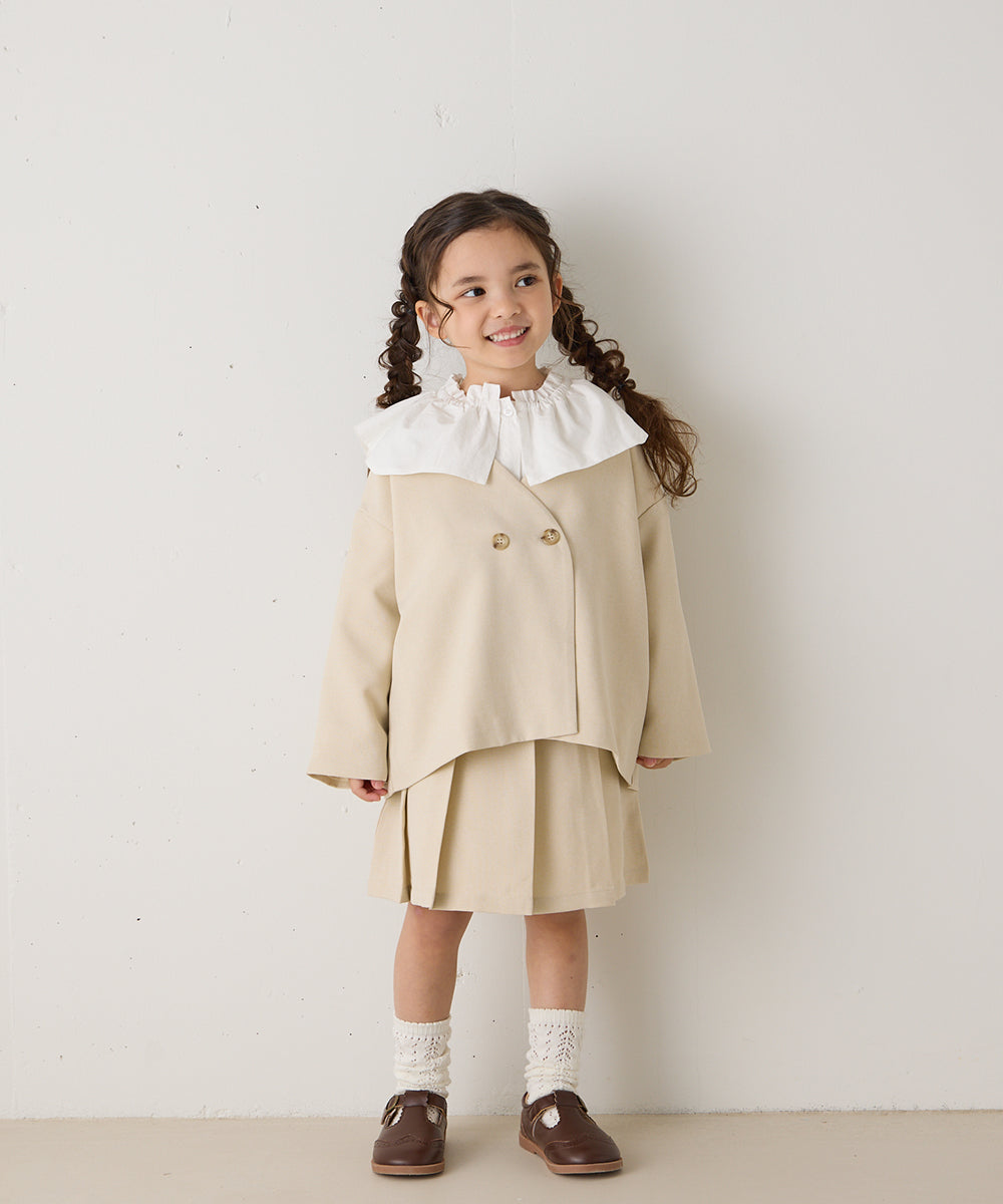 ノーカラージャケットプリーツスカートセットアップ