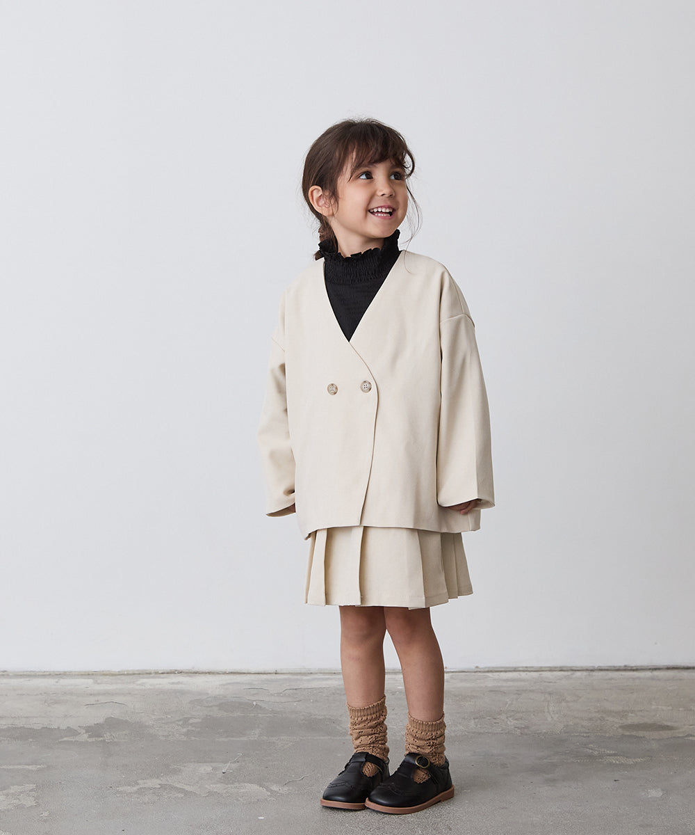 ノーカラージャケットプリーツスカートセットアップ