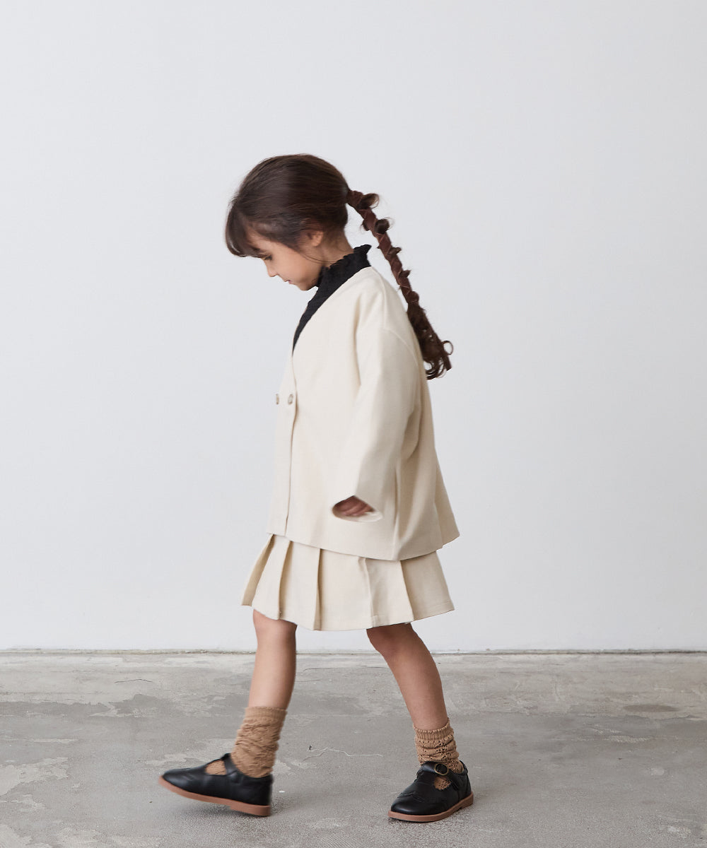 ノーカラージャケットプリーツスカートセットアップ