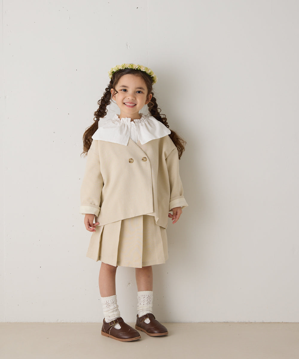 ノーカラージャケットプリーツスカートセットアップ