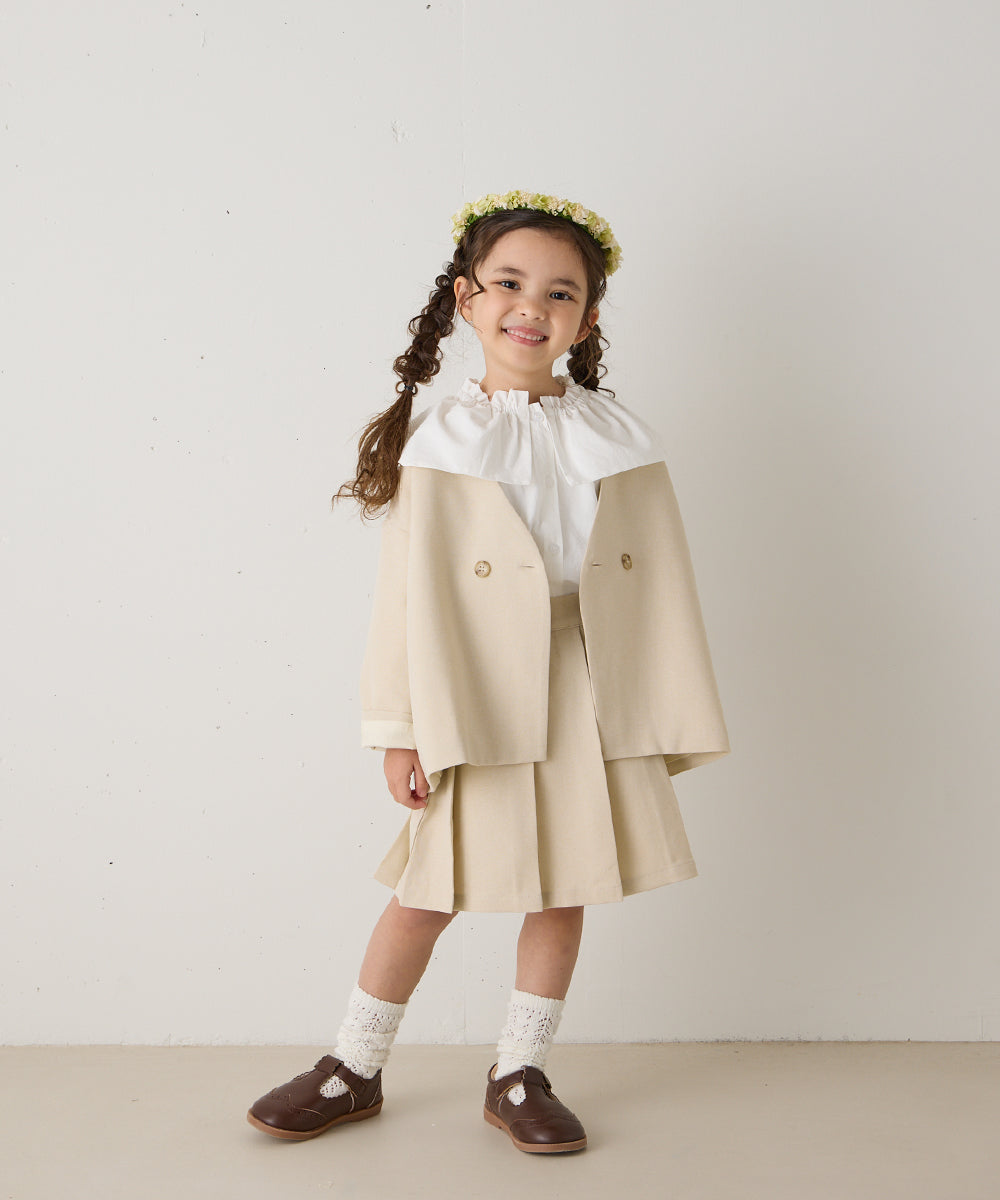 ノーカラージャケットプリーツスカートセットアップ