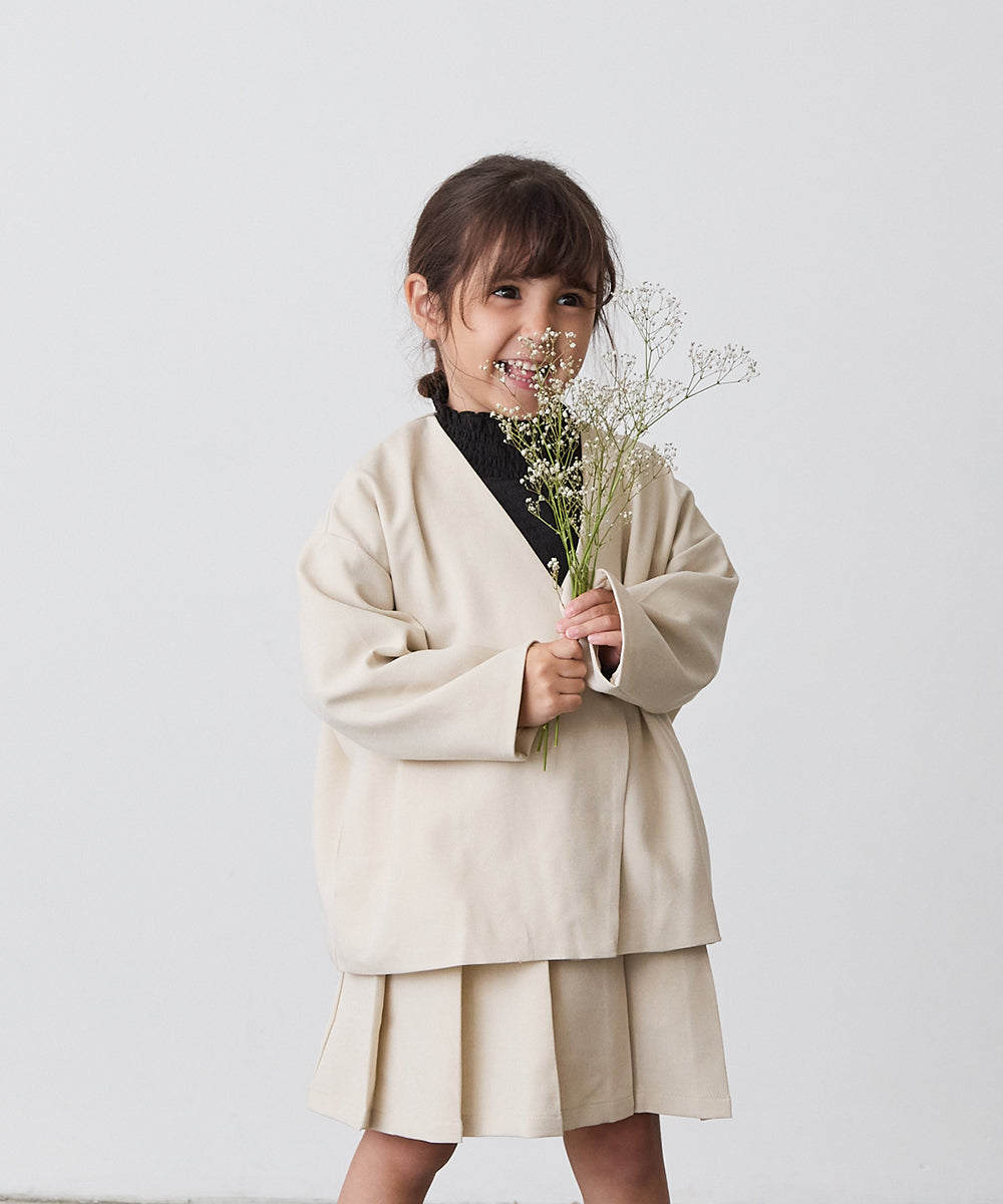 ノーカラージャケットプリーツスカートセットアップ