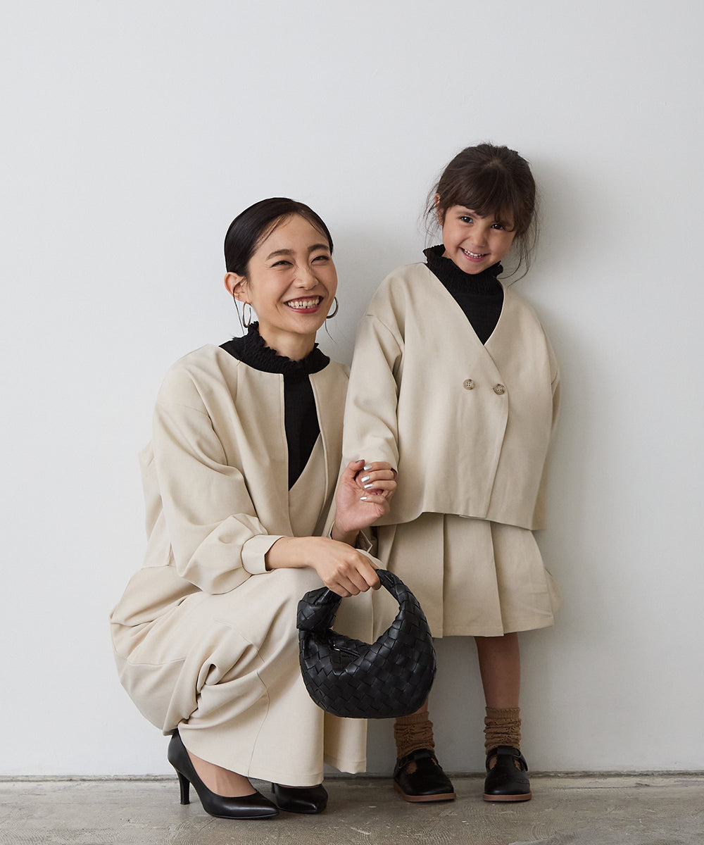 ノーカラージャケットプリーツスカートセットアップ