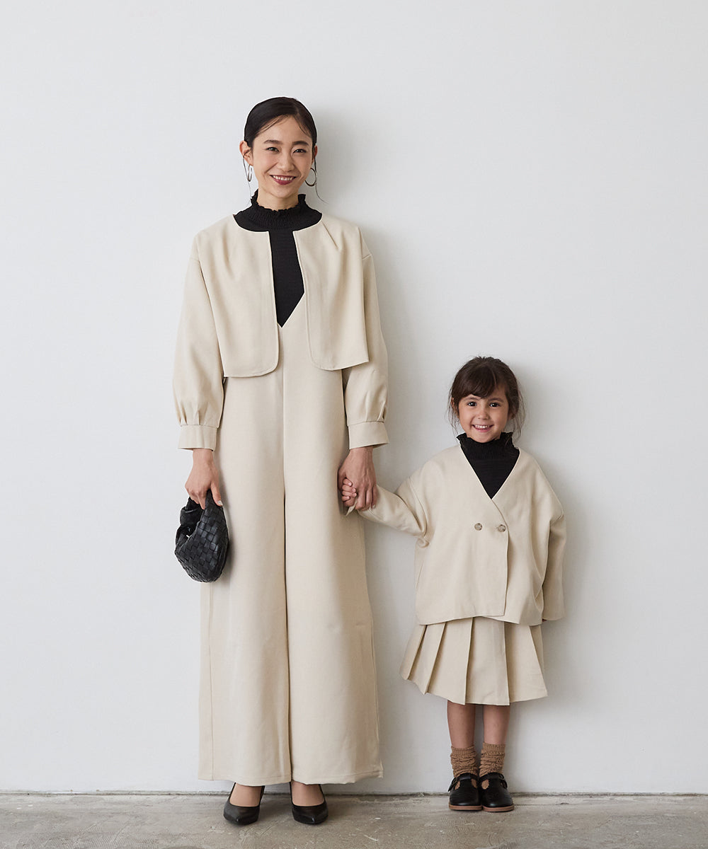ノーカラージャケットプリーツスカートセットアップ