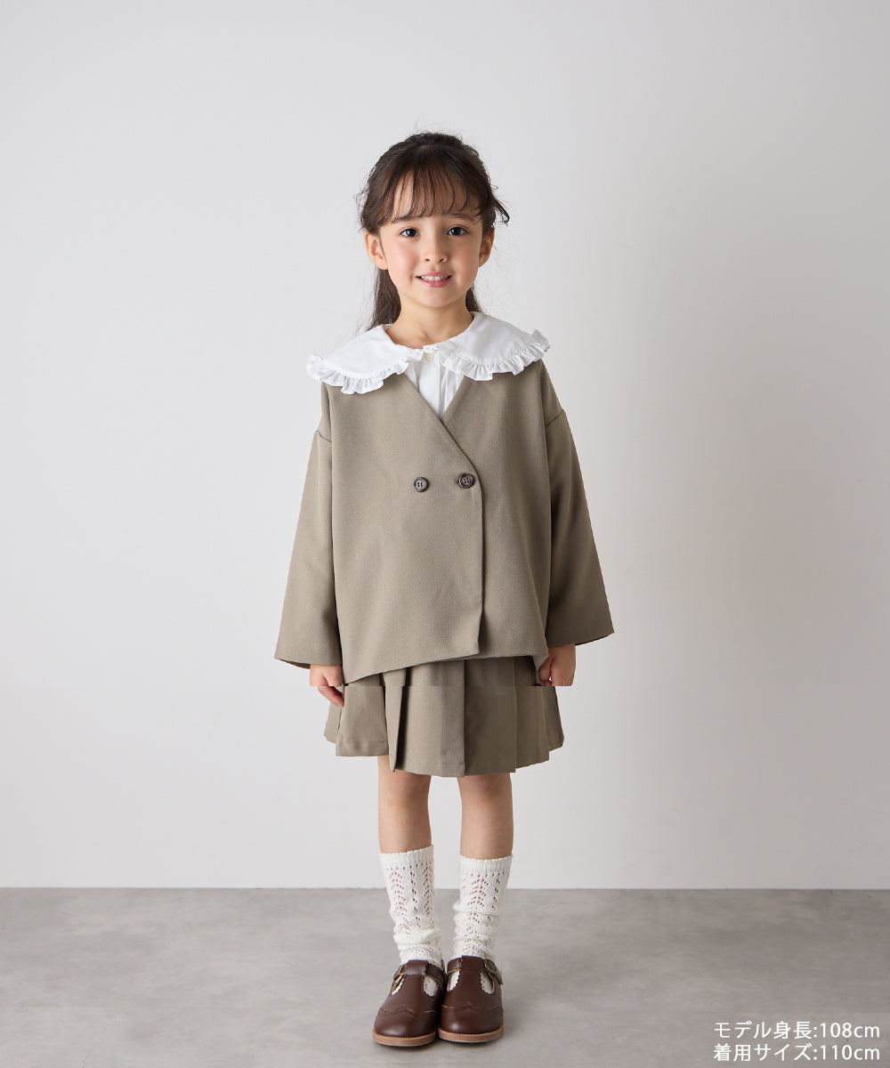 ノーカラージャケットプリーツスカートセットアップ