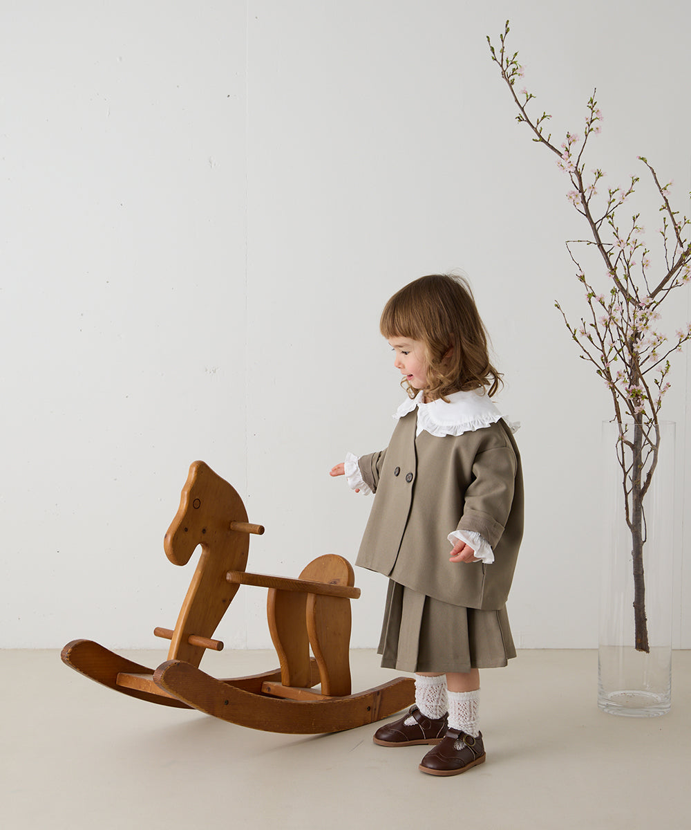 ノーカラージャケットプリーツスカートセットアップ