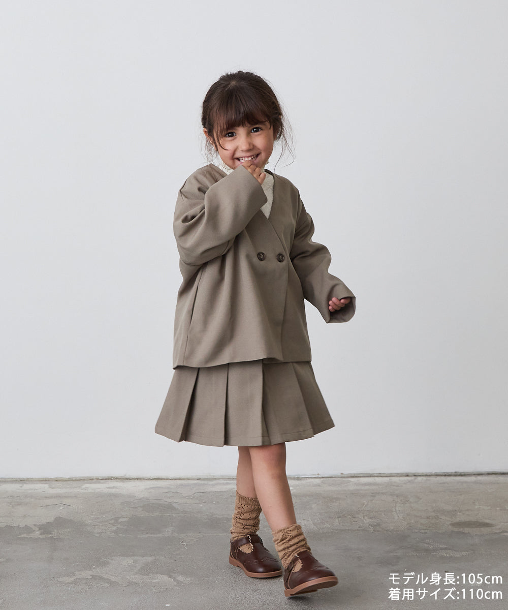 ノーカラージャケットプリーツスカートセットアップ