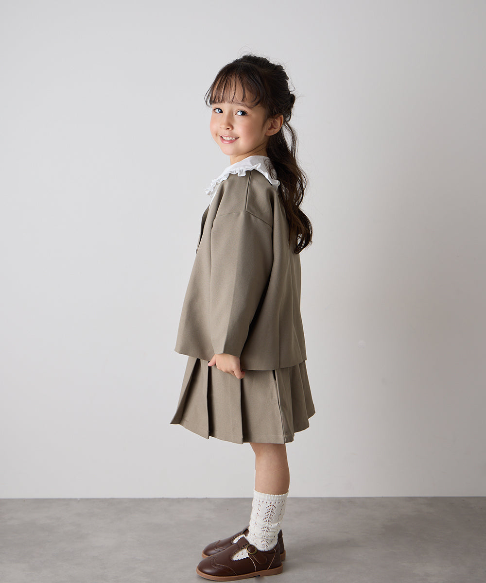 ノーカラージャケットプリーツスカートセットアップ