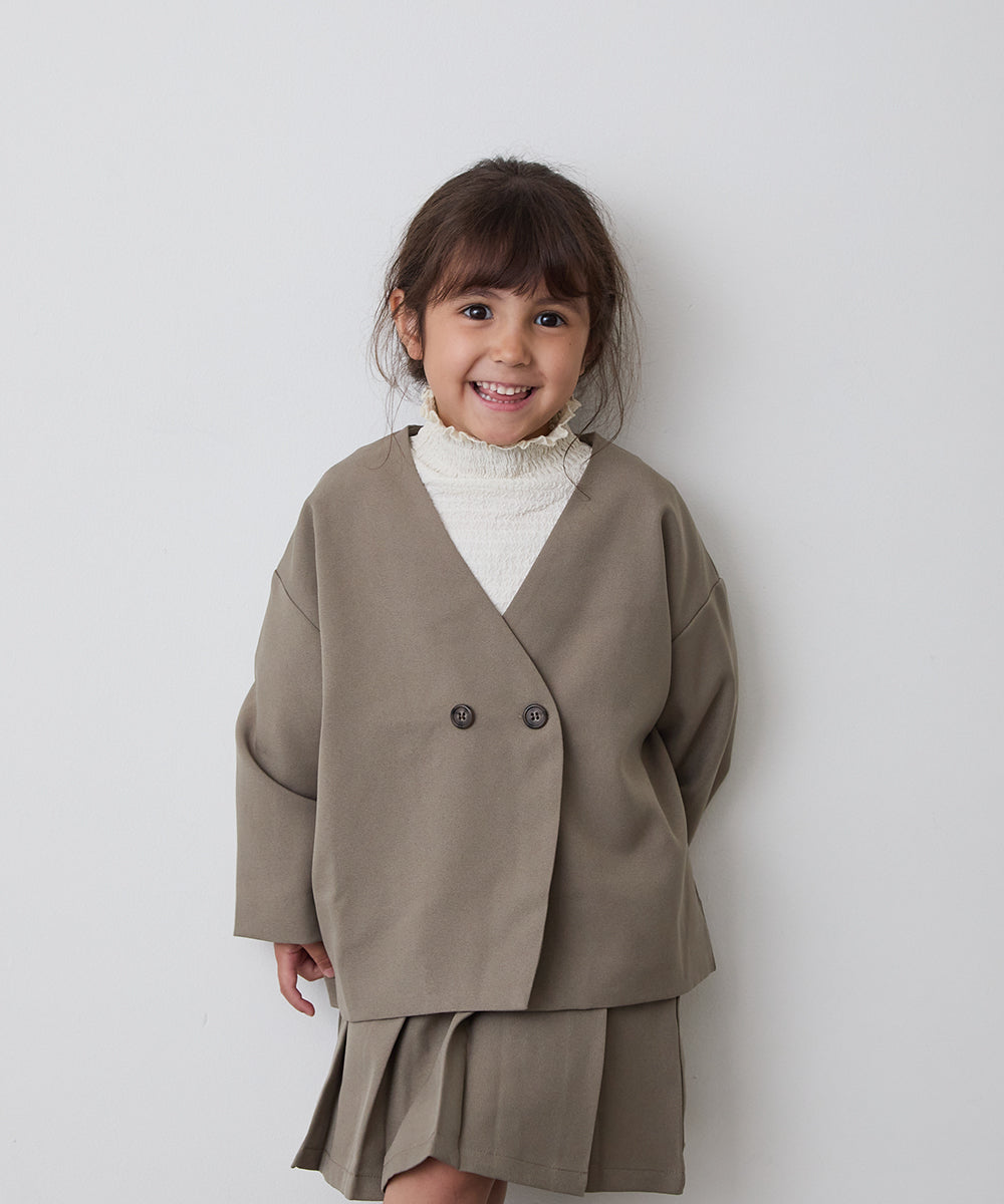 ノーカラージャケットプリーツスカートセットアップ