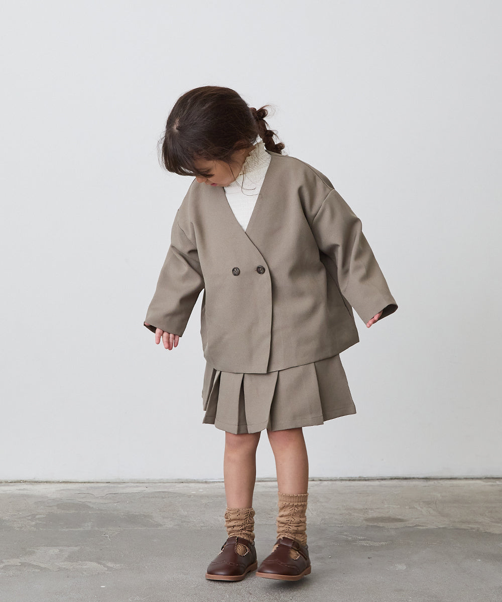 ノーカラージャケットプリーツスカートセットアップ