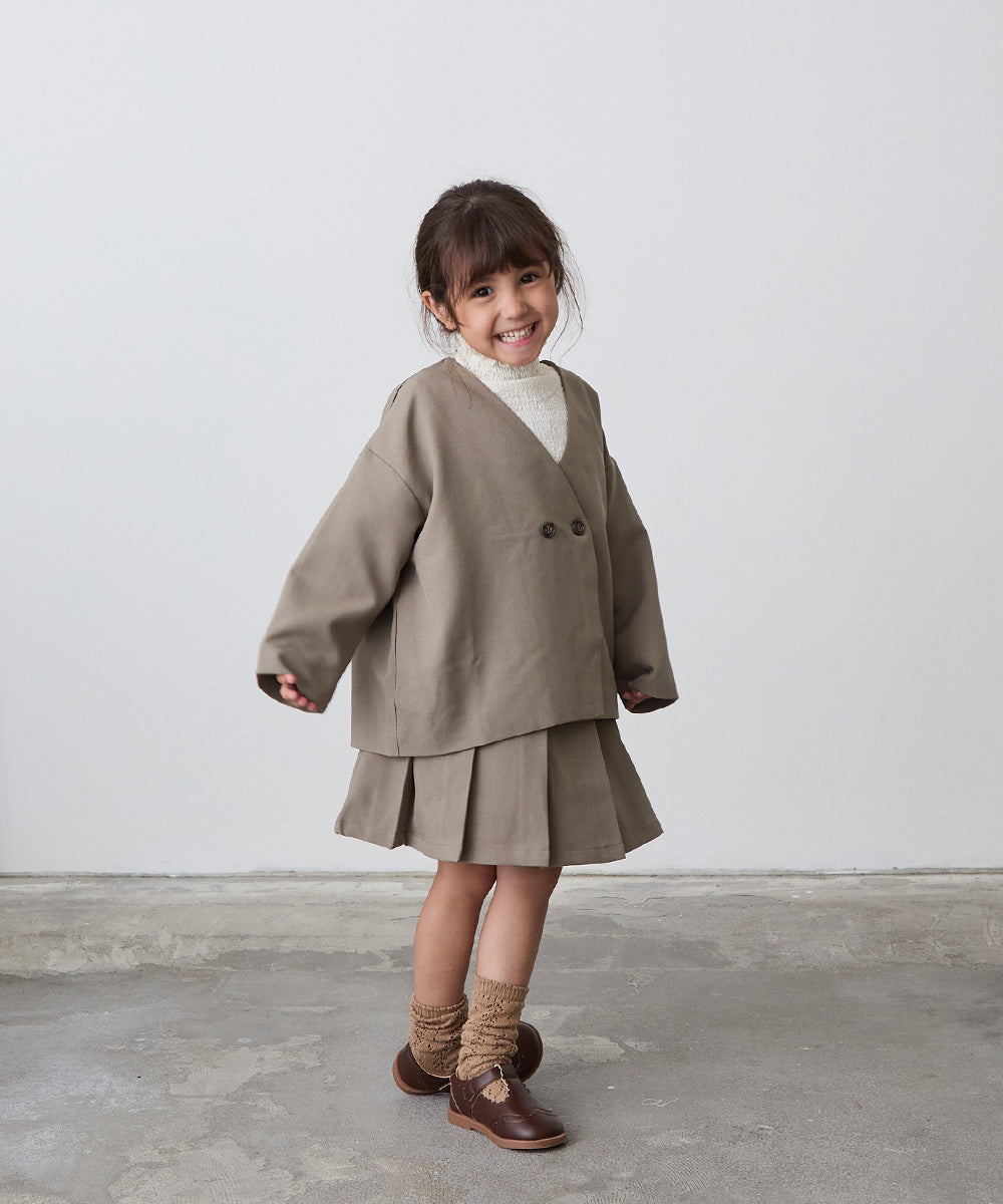 ノーカラージャケットプリーツスカートセットアップ