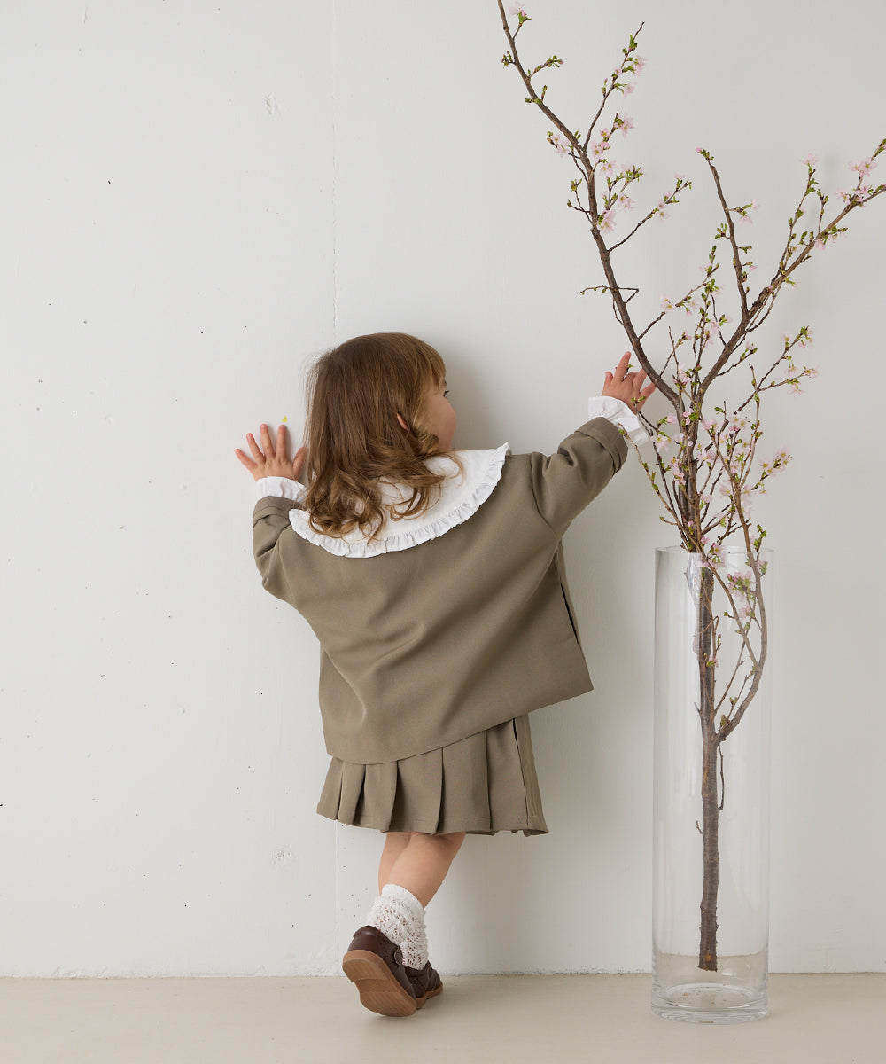 ノーカラージャケットプリーツスカートセットアップ