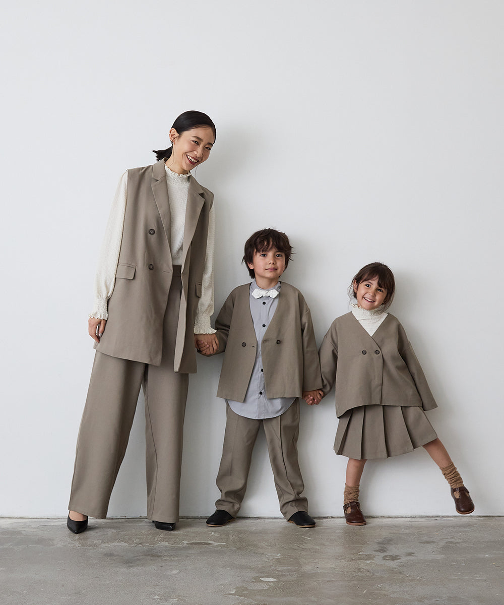 ノーカラージャケットプリーツスカートセットアップ