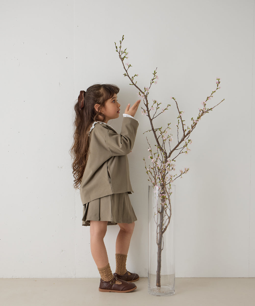 ノーカラージャケットプリーツスカートセットアップ