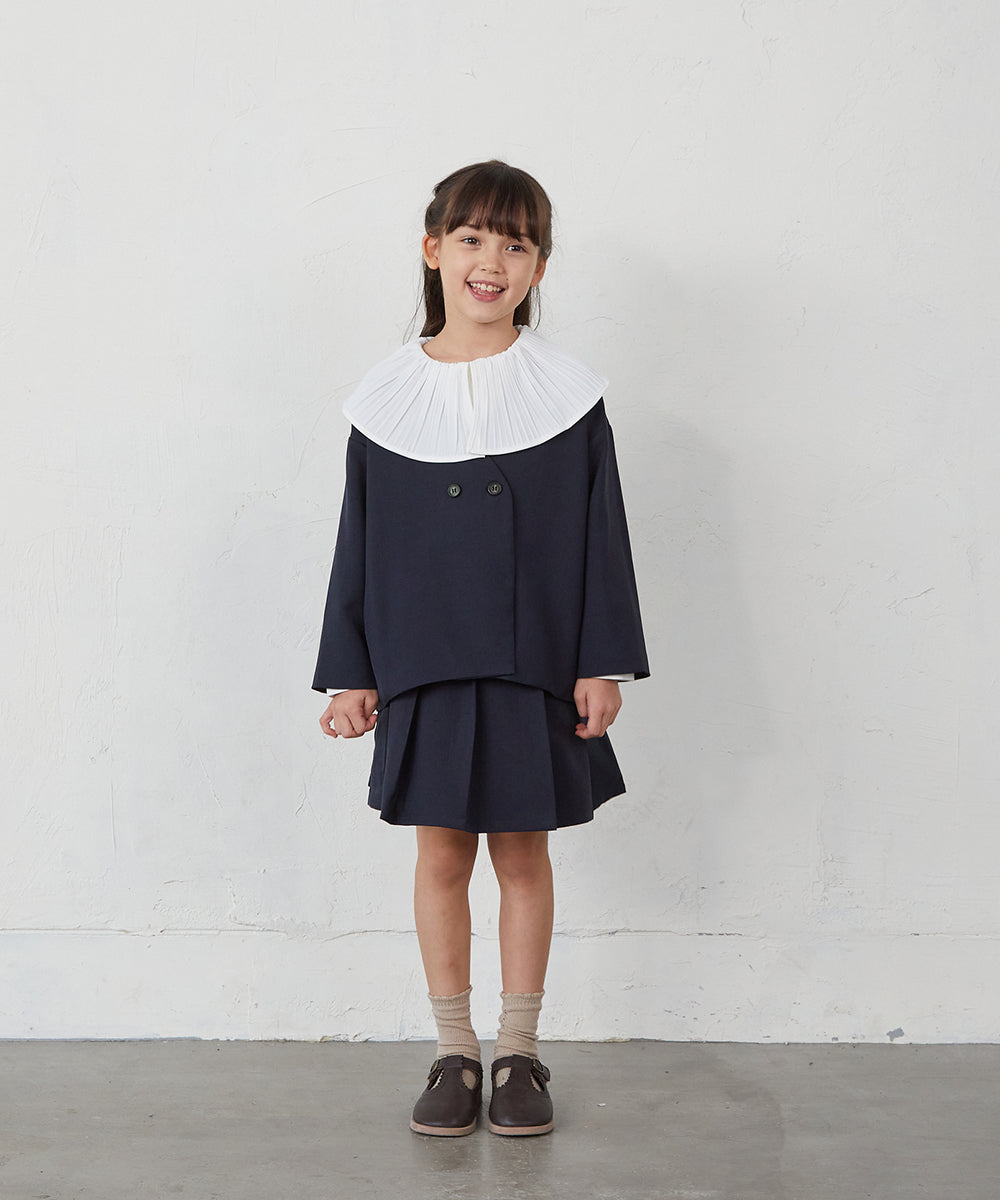 ノーカラージャケットプリーツスカートセットアップ