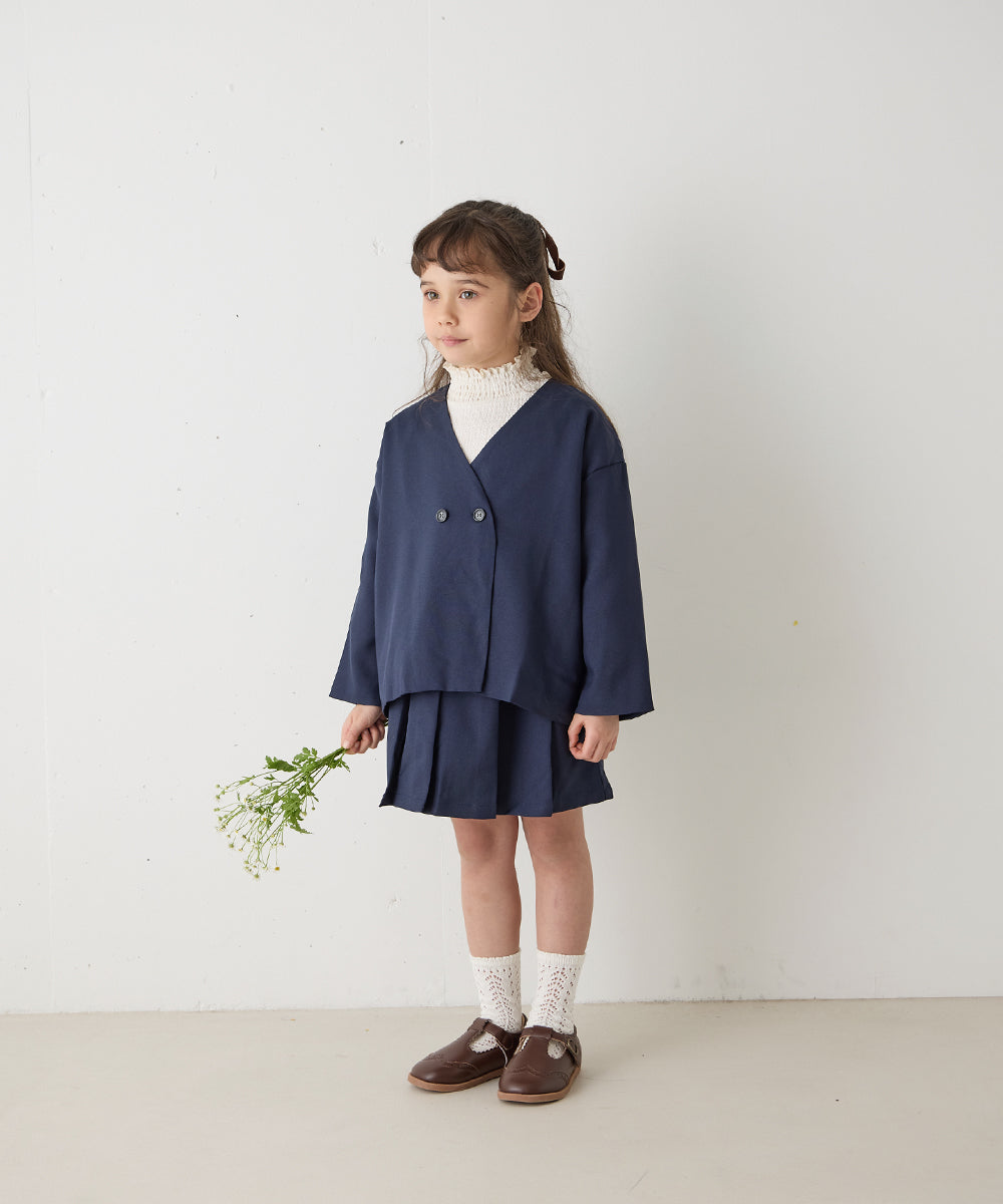 ノーカラージャケットプリーツスカートセットアップ