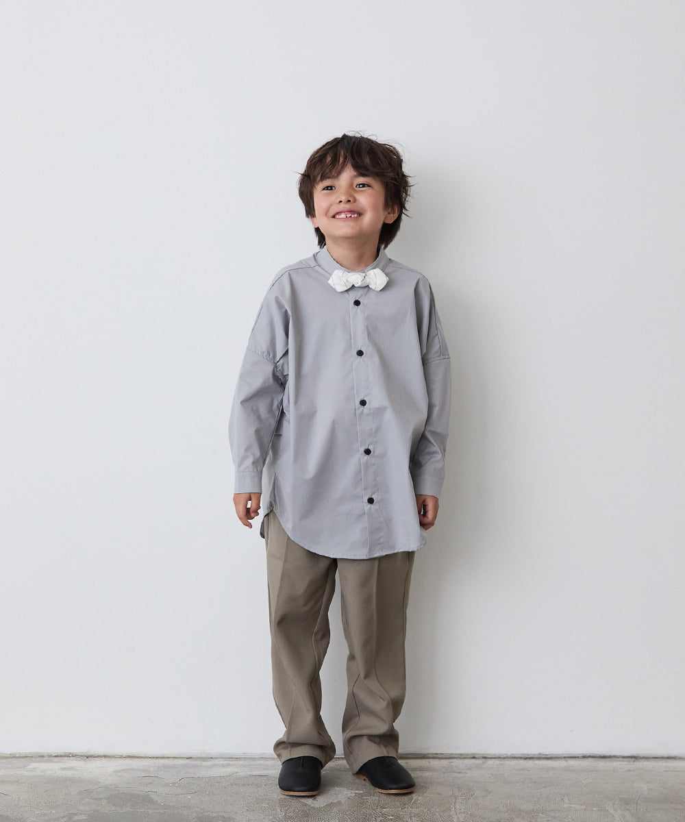 リネン混ストライプ柄蝶ネクタイ(ボタン取り外しシャツ対応)