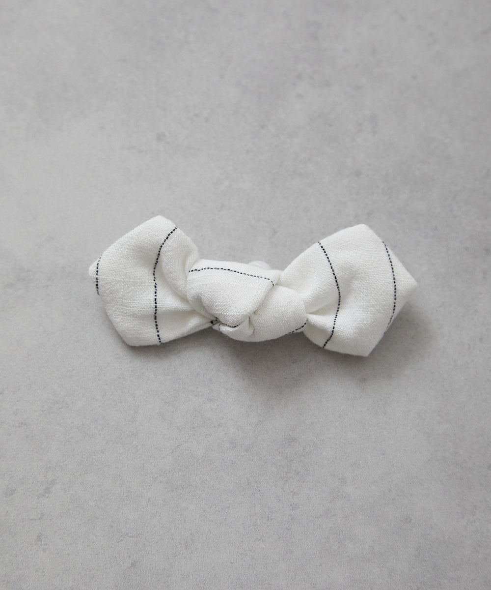 リネン混ストライプ柄蝶ネクタイ(ボタン取り外しシャツ対応)