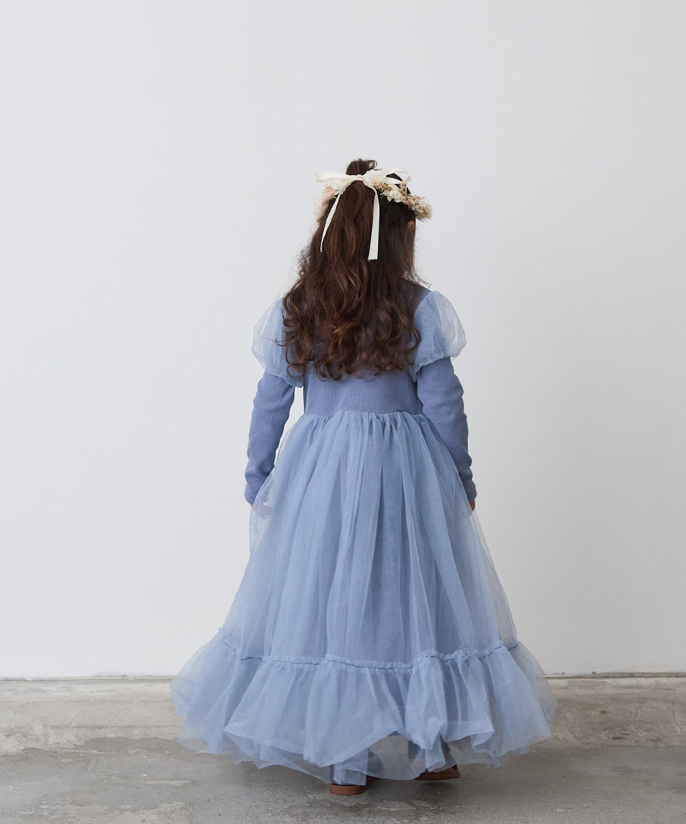 チュール切り替えドレスワンピース